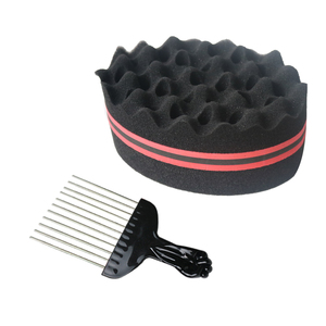 Brosse à cheveux ovale double face en forme de vague, éponge magique durable, lot de 8 pièces, pour boucles <span class=keywords><strong>afro</strong></span> naturelles, dreadlocks, salon de <span class=keywords><strong>coiffure</strong></span> - Product Image 1