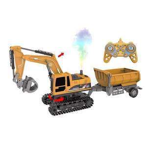 Excavatrice RC 3-en-1 Dwi Dowellin pour enfants, échelle 1:22, véhicule de construction télécommandé en métal 12 canaux, chargeur 360 - Product Image 4