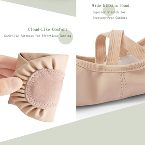Chaussons <span class=keywords><strong>de</strong></span> <span class=keywords><strong>danse</strong></span> en cuir PU <span class=keywords><strong>de</strong></span> haute qualité pour enfants, semelle fendue et sans lacets, parfaits pour l'entraînement et la pratique, pour filles et garçons - Product Image 5