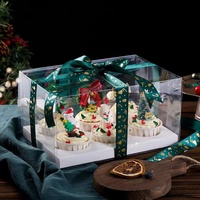 Boîtes à gâteaux transparentes 2, 4, 6 tasses – Nouvelle collection tendance – Boîtes en papier transparentes pour gâteaux de Noël – Boîtes à dim sum