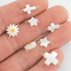 Best Seller Clover Cross Flower Shell Connector Para Jóias Fazendo Aço Inoxidável 316l Banhado A Ouro Charms Findings Acessórios