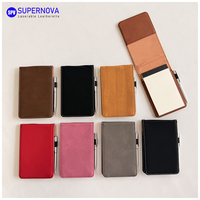 Mini Libreta de Cuero Personalizada con Bolígrafo, Portátil, de Bolsillo, 3 1/4" X 4 3/4", para Notas Diarias y Diario de Viaje, Grabable con Láser