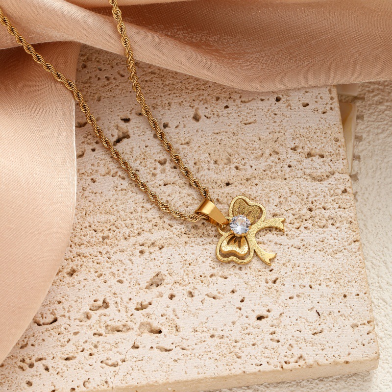 colorful Bow necklace - gold