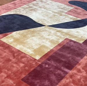 Alfombra de seda de bambú personalizada de fábrica para sala de estar y dormitorio, Alfombra de patrón abstracto con mechones a mano, técnica de pila de bucle - Product Image 6