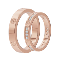 Ensemble de bagues créatives pour couple avec zircon serti à griffes, plaqué or - Cadeau de fiançailles, de mariage ou d'anniversaire