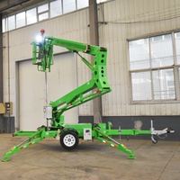 Plate-forme de travail aérienne remorquable montée sur remorque avec nacelle élévatrice articulée à flèche automotrice à rotation de 360 degrés