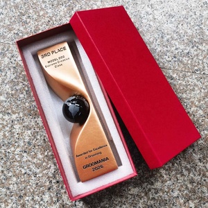 Nuevo Trofeo de Oro, Plata y Bronce, Medalla Personalizada Grabada, Trofeo de Cristal Negro en Forma de Tierra - Product Image 6