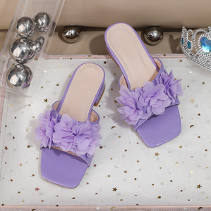 Nouvelles sandales d'été à lacets pour filles, pantoufles à talons épais, sandales plissées mignonnes pour filles de 8 à 12 ans - Product Image 3