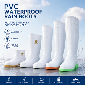 Bottes en PVC blanc faciles à nettoyer, semelle antidérapante à crampons profonds, résistantes aux taches, hygiéniques, pour cuisines grasses et usines de transformation alimentaire - Product Image 1