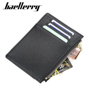 Baellerry Men's Short <b>Wallet</b> Black PU Leather Slim Design With Zipper Card <b>Holder</b> Everyday Use - Product Image 2