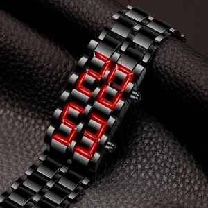 Fashion Mens Digital Lava Wrist <strong>Watch</strong> Men <strong>Black</strong> Full Metal <strong>Red</strong> Blue LED Display <strong>Watches</strong> Gifts for Male Boy Sport Creative Clock - Product Image 5