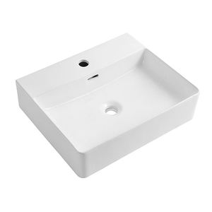Lavabo de salle de bain rectangulaire en porcelaine au design moderne, bord fin, blanc, personnalisé, pas cher - Product Image 6