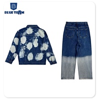Équipe bleue |   Ensemble en jean personnalisé : pantalon et veste en denim, ensemble 2 pièces pour homme, jean personnalisé avec veste personnalisée, tie-dye