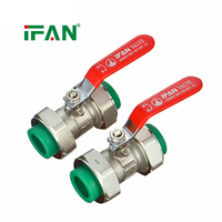 Vanne à boisseau sphérique manuelle double union en laiton PPR pour alimentation en eau, en plastique, fournie par l'usine IFAN