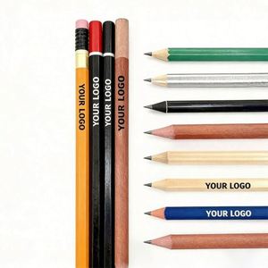 Fournisseur de papeterie promotionnelle en gros, crayons à dessin en graphite professionnels, crayons ronds noirs HB en vrac avec impression de logo - Product Image 1