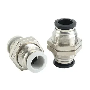 pneumatic quick fitting insertion gas pipe cylinder threading plate external thread copper PM pneumatic quick fitting