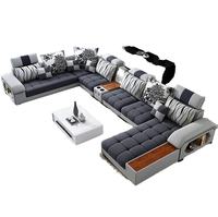 Canapé d'angle moderne haut de gamme pour plusieurs personnes, ensemble de canapés modulaires sectionnels en tissu et bois, meubles de salon pour villa