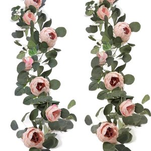 Guirnalda de peonías artificiales Xinsheng, blanca y rosa, con eucalipto, para decoración del hogar y accesorios de fotografía al aire libre. - Product Image 5