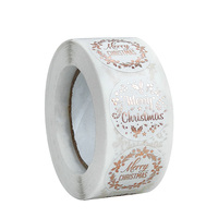 Autocollants adhésifs de remerciement, Noël, or rose, ronds de 1 pouce, 500 feuilles par rouleau, autocollants de décoration pour cadeaux