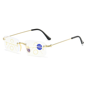 Vente en gros, lunettes de lecture en métal sans monture, anti-lumière bleue, réglables, vision focus, pour hommes - Product Image 2