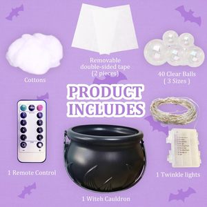 Decoración de Halloween con Control Remoto, Caldero con Burbujas de 8 Modos y Cubo de Bruja, Artículos de Fiesta - Product Image 2