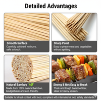 Bâtonnets de barbecue jetables en bambou, longueur de 11 cm à 50 cm, brochettes de barbecue, brochettes de kebab, brochettes en bambou