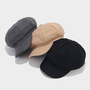 Autumn Winter Women's Beret Newsboy Hat Character <b>Small</b> Octagonal Warm 8 Panels Beret - Product Image 2