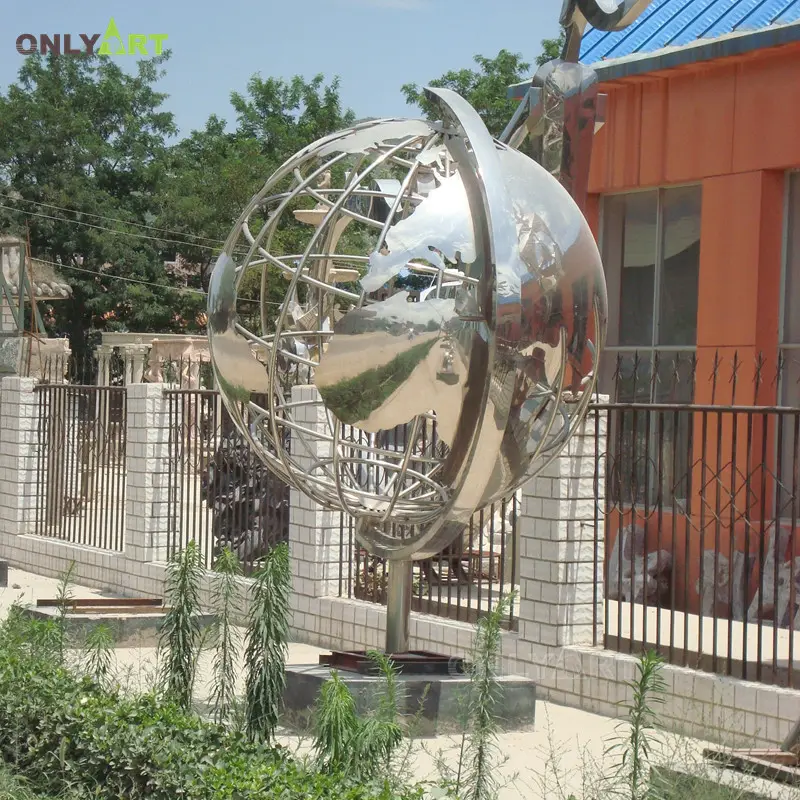 Escultura exterior grande do metal 304 aço inoxidável da terra do globo para a exibição