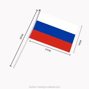 Drapeaux russes miniatures de haute qualité en polyester, drapeaux à main, petits drapeaux russes à agiter sur bâton, vente en gros - Product Image 4