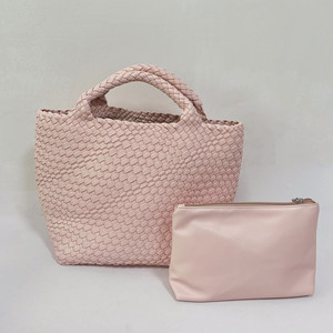 Borsa Tote portatile in <span class=keywords><strong>pelle</strong></span> vegana di design di lusso 2024 OEM grande borsa a tracolla in pizzo intrecciato con fodera in <span class=keywords><strong>pelle</strong></span> fatta a mano Logo personalizzato - Product Image 5