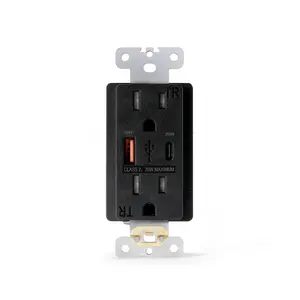 Elektriciteit Muur Usb Lader Socket 125V 15a Duplex Stopcontact Met Pd20 Snel Opladen Usb Type A En Type C