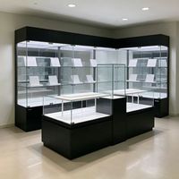Vitrine en Verre sur Pied en Métal, Meuble de Présentation pour le Commerce, Vitrine en Bois et Verre, Vitrine à Bijoux, Vitrine de Luxe Incassable pour Montres