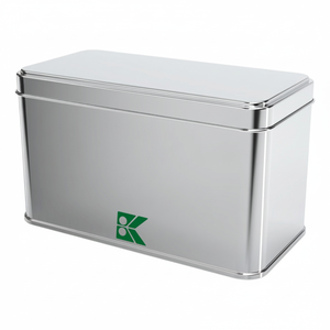 Lata Rectangular de Metal de 800 ml para Té, Café y Bebidas Calientes, Contenedor Metálico de 149x74mm x H78mm, 0.8 L, Tapa Deslizante, Kontensan L442 - Product Image 2
