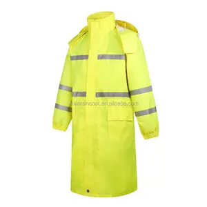 Jaket hujan panjang visibilitas tinggi jaket peringatan keamanan motor jaket reflektif keselamatan hujan untuk jas hujan perlengkapan hujan
