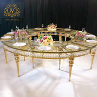 Table de mariage demi-lune en acier inoxydable en forme de S, mobilier d'hôtel pour mariages, banquets en plein air et restaurants