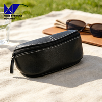 Étui à lunettes personnalisé en cuir PU, pochette à fermeture éclair haut de gamme pour lunettes, boîte de rangement pour lunettes de soleil, personnalisation du logo par l'usine