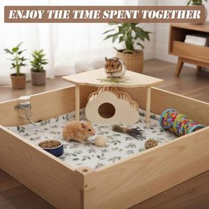 Environmentally Friendly Wooden Chinchillas Toys Set Four Pieces Hidden House Climbing <b>Ladder</b> Bridge Tunnel Platform Toy All - Product Image 6