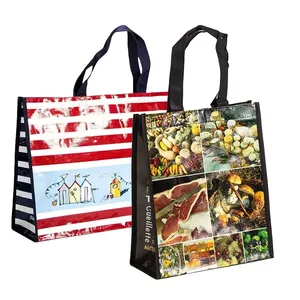 Customized shopper personalisiert Sack Tote lamination graphic pp woven polypropylene shopping bag