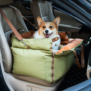 Asiento de coche de piel sintética de lujo para mascotas, cama elevadora para perros, cama para asiento de coche con hebilla de seguridad, LOGOTIPO personalizado, camas de lujo para perros, asiento de coche para mascotas - Product Image 1