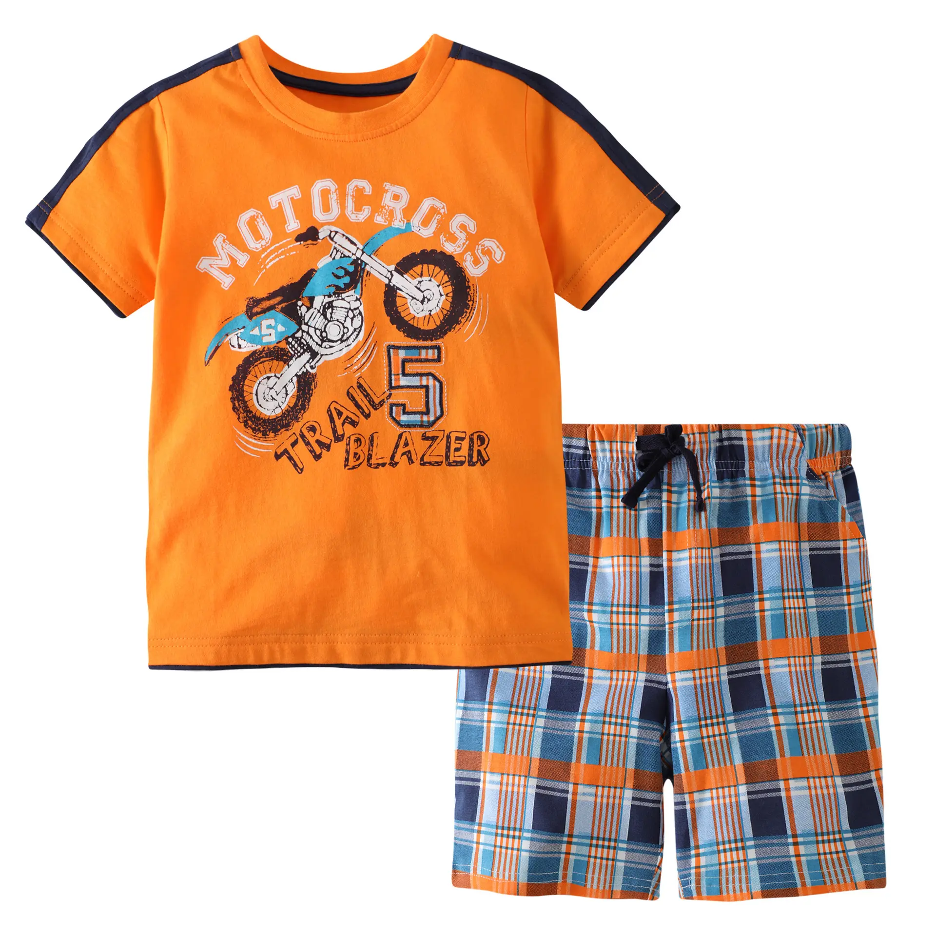 Kids Boutique Clothing Sets Boys Summer Cotton Cartoon Print Short Sleeve T-Shirt Shorts Set