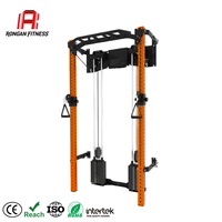 Rack de Squat Commercial Mural Pliable pour la Maison et la Salle de Sport avec Double Pile de Poids de 70 kg et Machine à Crossover par Câble