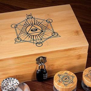 Bán Buôn Handmade Sinh Thái Thân Thiện Tre Bằng Gỗ Hình Chữ Nhật Lưu Trữ Stash Hộp Máy Xay Thủy Tinh Hút Cán Khay - Product Image 5