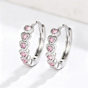 Pendientes de arcoíris con forma de corazón para mujer, aretes de uso diario con forma circular, accesorios dulces y modernos para las orejas - Product Image 2