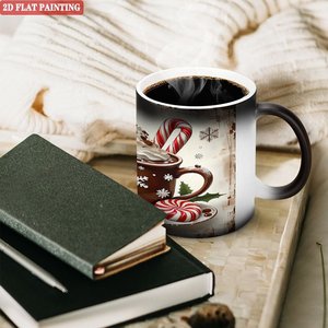 Mug personnalisé avec logo, noir givré, 11 oz, en céramique, tasse sensible à la chaleur - Product Image 3