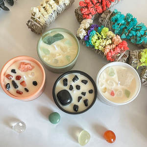 सोया मोम आवश्यक तेलों के साथ कपास बाती Aromatherapy मोमबत्तियाँ हीलिंग कण आध्यात्मिक उपहार के लिए महिलाओं ध्यान ग्लास मोमबत्ती - Product Image 2