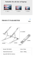 Accessoires pour tablette et ordinateur portable de haute qualité, support portable pliable en aluminium à double pliage pour ordinateur portable