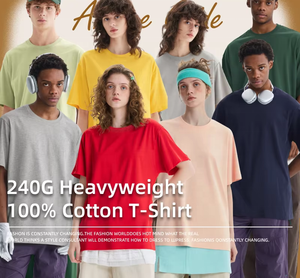 เสื้อยืดโอเวอร์ไซส์ผ้าฝ้าย 100% 240gsm สกรีนโลโก้ตามสั่ง สำหรับผู้ชาย  โรงงานผลิตเสื้อผ้าเปล่าแบบ OEM ODM ขายส่งเสื้อผ้าสตรีทแวร์ - Product Image 5