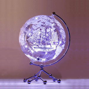 Wellfun Globe terrestre transparent léger en métal acrylique Globe de bureau décoratif Géographie Jouet éducatif terrestre - Product Image 4