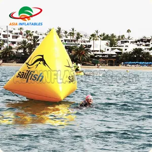 定制标志铁人三项游泳比赛标志水上浮标帆船赛标志充气三角浮标