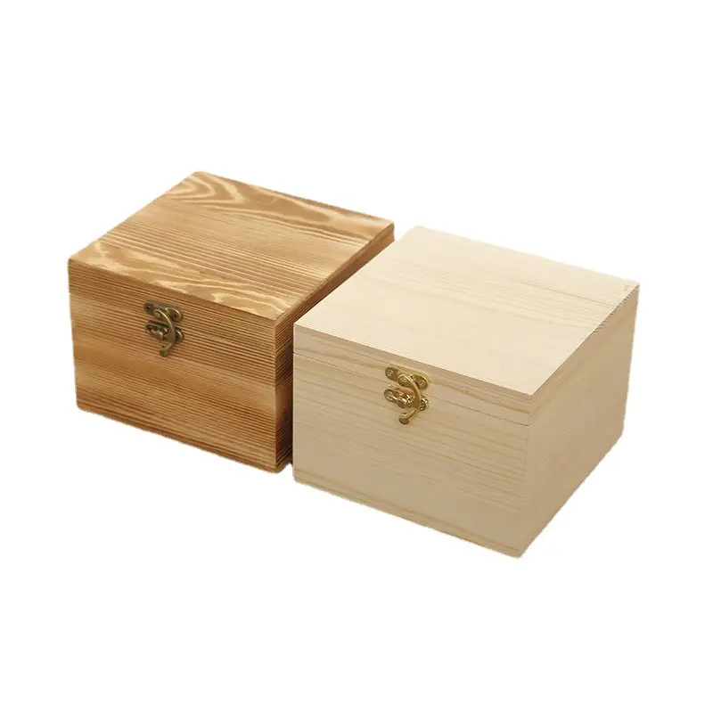 ギフト収納用ハンドプルエッセンスオイルとティーボックス付きのモダンなデザインのシンプルなパイン木製ボックス長方形収納ボックス
